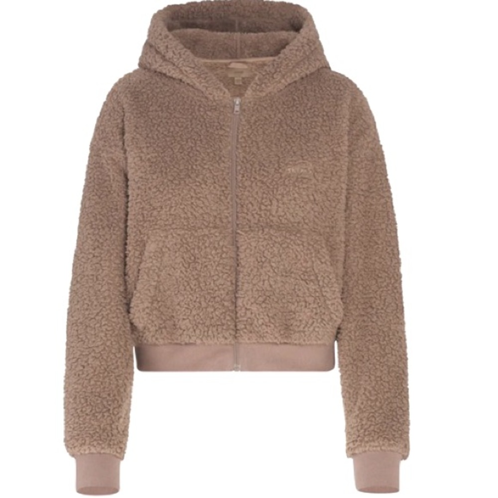 SKIMS Tan Teddy Sherpa Zip Hoodie